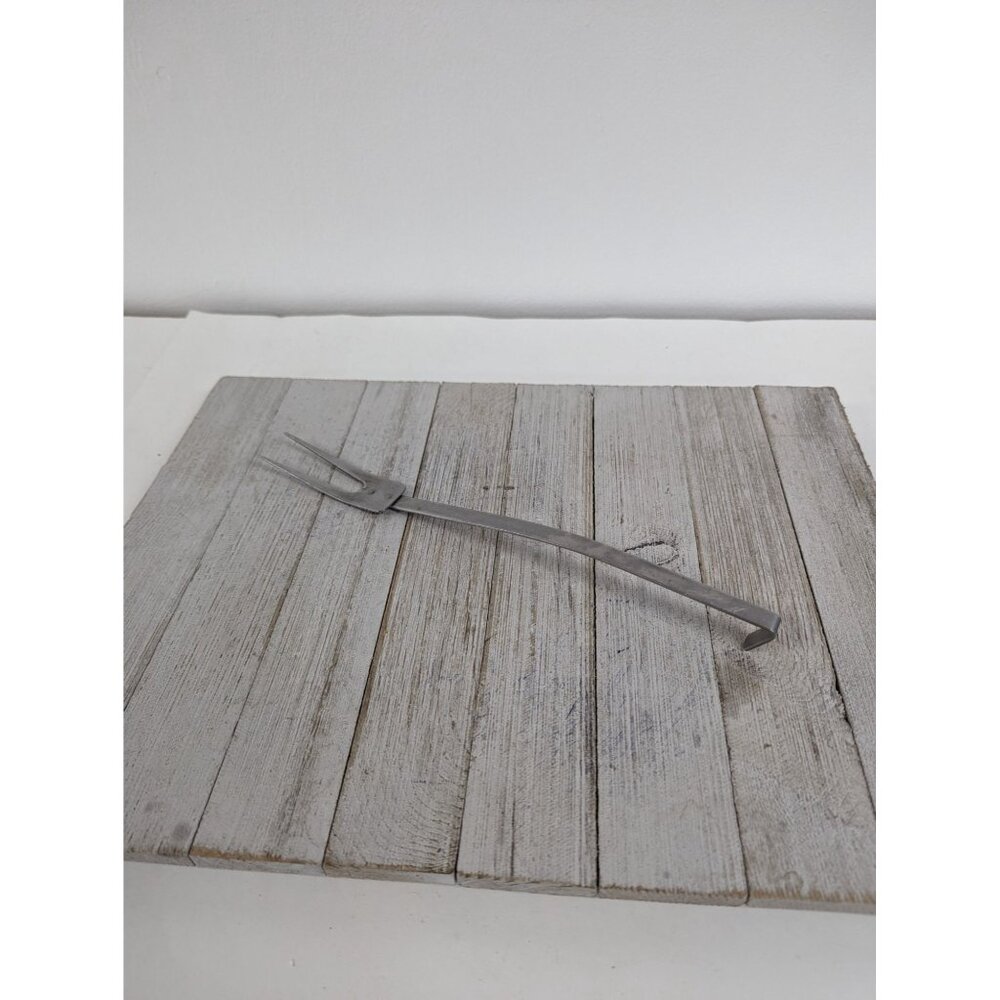 Vintage 2 Prong Tine Meat Fork 11 1/2" Stainless Steel Korea Hanging Handle Hook